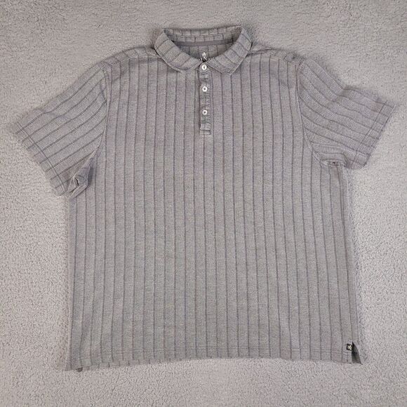 Nat Nast Polo Shirt Mens XL Gray‎ Striped Short Sleeve Rayon Polyester Luxury - Picture 1 of 13